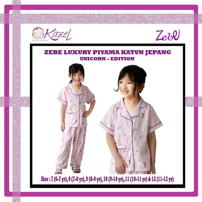 Kazel Piyama Katun Motif Unicorn 1 Stel