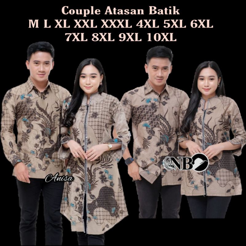 COUPLE BATIK DRES TUNIK BIG SIZE JUMBO M.L.XL.XXL.3XL.4XL.5XL.6XL.7XL.8XL.9XL.10XL seragam