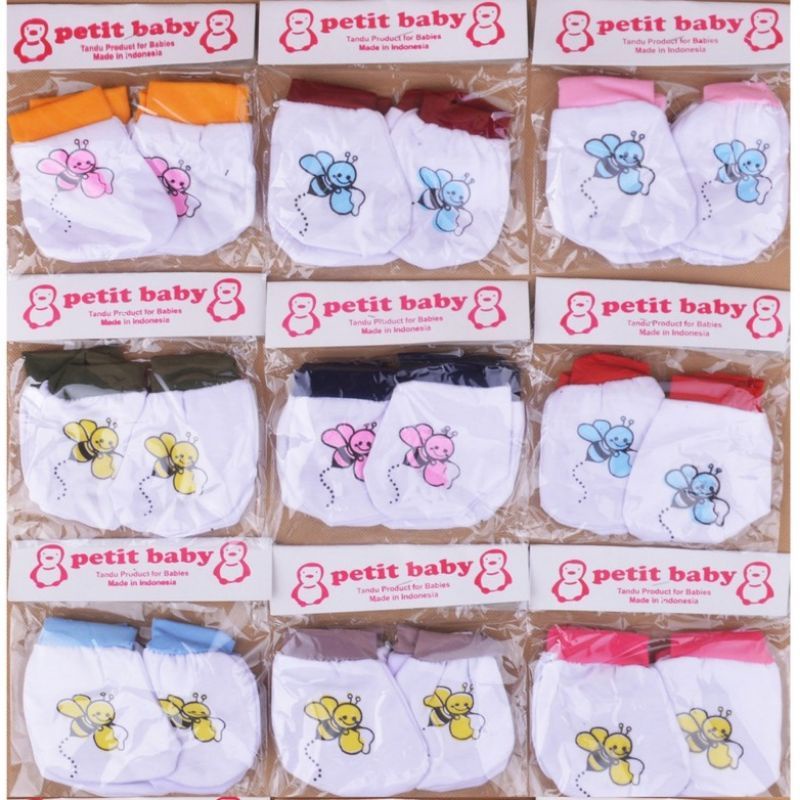 STK Sarung tangan dan kaki bayi baru lahir newborn renda rib motif polos VINATA