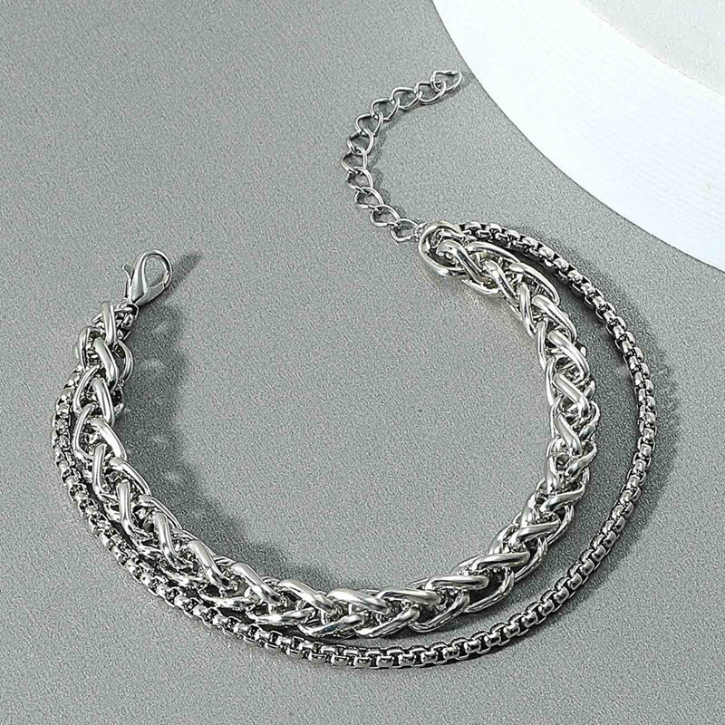 Fancyqube Gelang Rantai Ganda Bahan Stainless Steel Untuk Pria