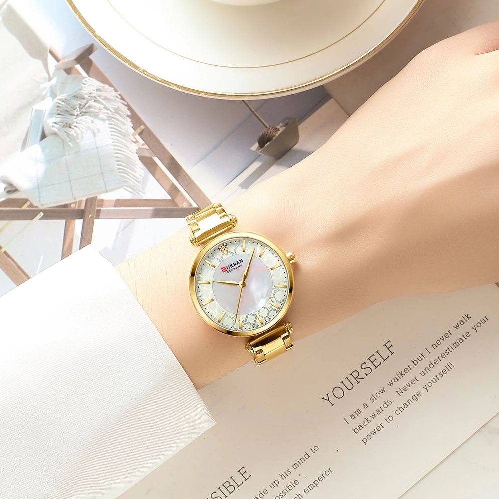 CURREN 9072 Jam Tangan Wanita Analog Stainless Steel Motif Vintage WATCHKITE WKOS