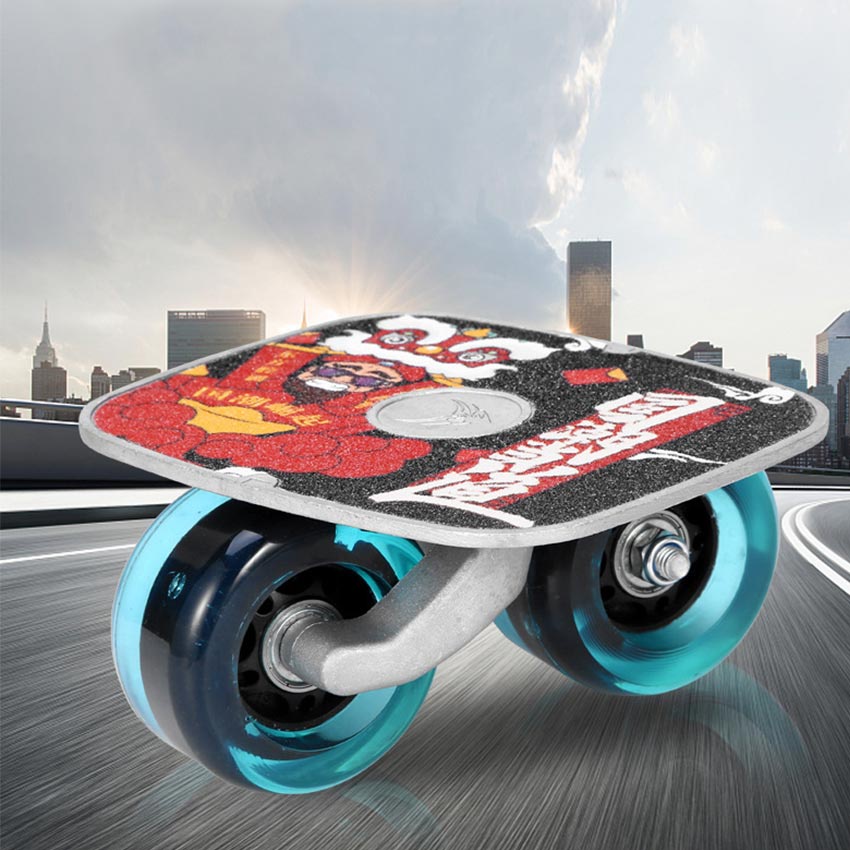 Papan Luncur Skateboard Plate Drift Two Roller dengan Lampu Kilat Anti Slip Blue Wheel