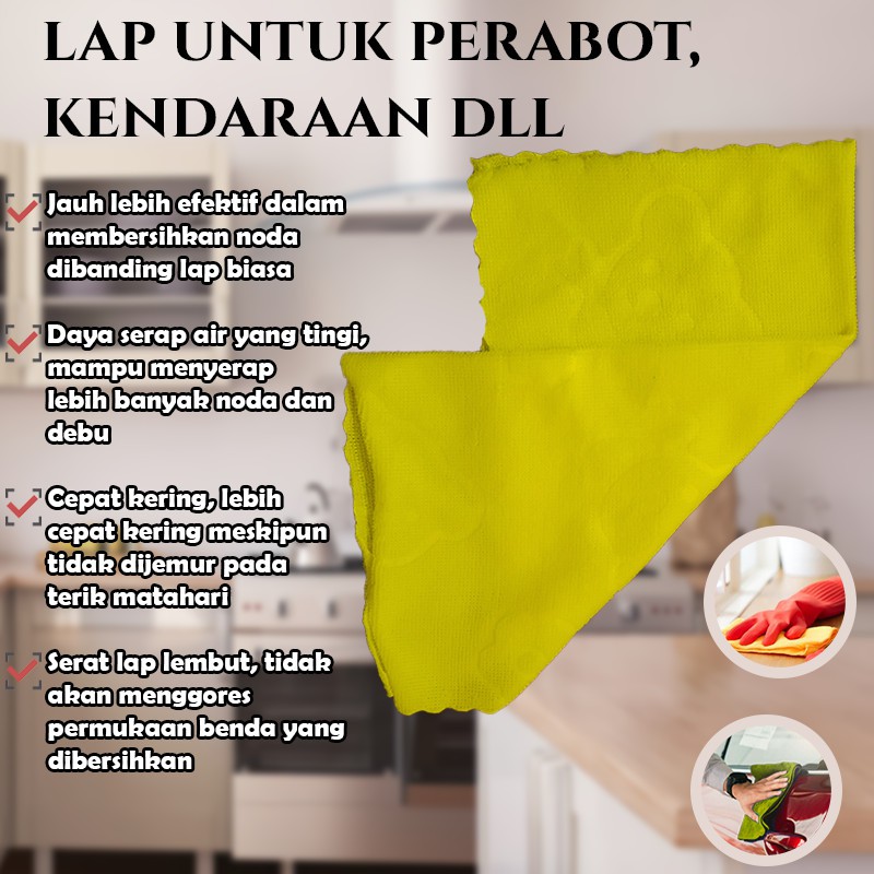 LMF5 Kain Lap Microfiber isi 5 Kain Lap Anti Minyak Handuk Magic Lap Serbaguna Serbet Dapur