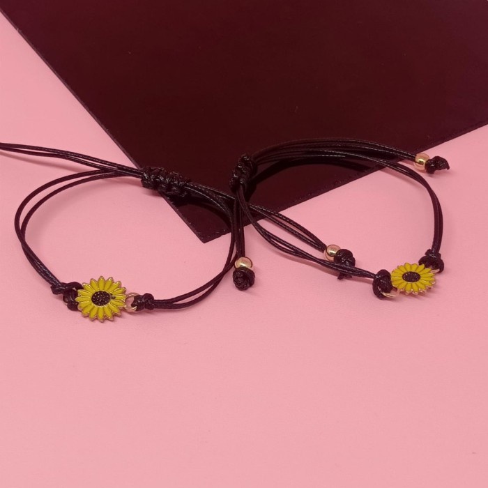 sunflower bracelet 2pcs - gelang bunga matahari gelang sahabat couple