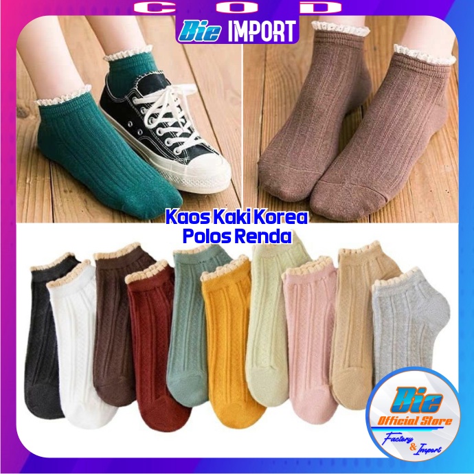 Kaos Kaki Wanita Korea Polos Renda Impor Best Seller