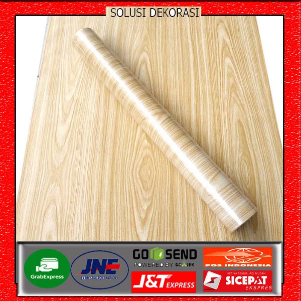 [PAKET 3 ROL] 45 CM X 10 METER WALLPAPER STIKER DINDING ANTI AIR | MOTIF KAYU MUDA POLOS