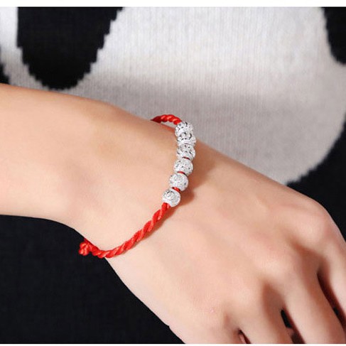 925 Perak Gelang Tali Merah Rajutan Sabuk Fashion Wanita Perhiasan
