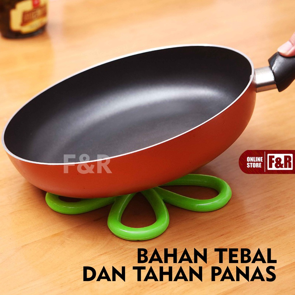 Tatakan Alas Panci Piring Gelas Mangkok Wajan Anti Tahan Panas Silikon Hot Pad Non Slip Mat Flower