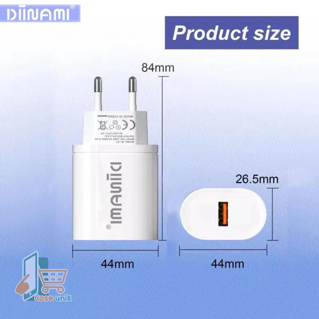 DIINAMI Adaptor Charger DM-Q1 Batok Charger Single Port Quick Charger 18W Qualcomm QC3.0 3A Output - Garansi Original Resmi 1 Tahun CS4604