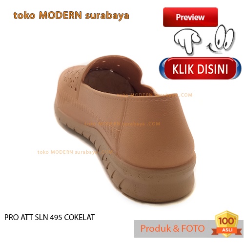 Sepatu wanita casual slip on karet PRO ATT SLN 495 COKELAT