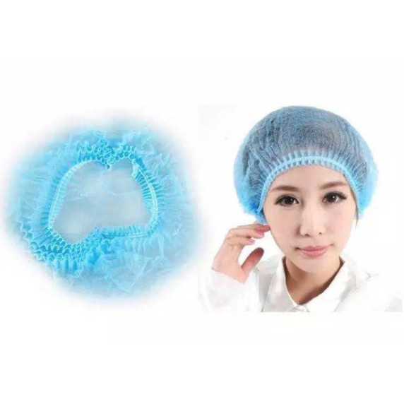 1 pack isi 25 / 50 / 100 DISPOSABLE NURSE CAP / HAIR NET MEDIS / SHOWER CAP penutup kepala