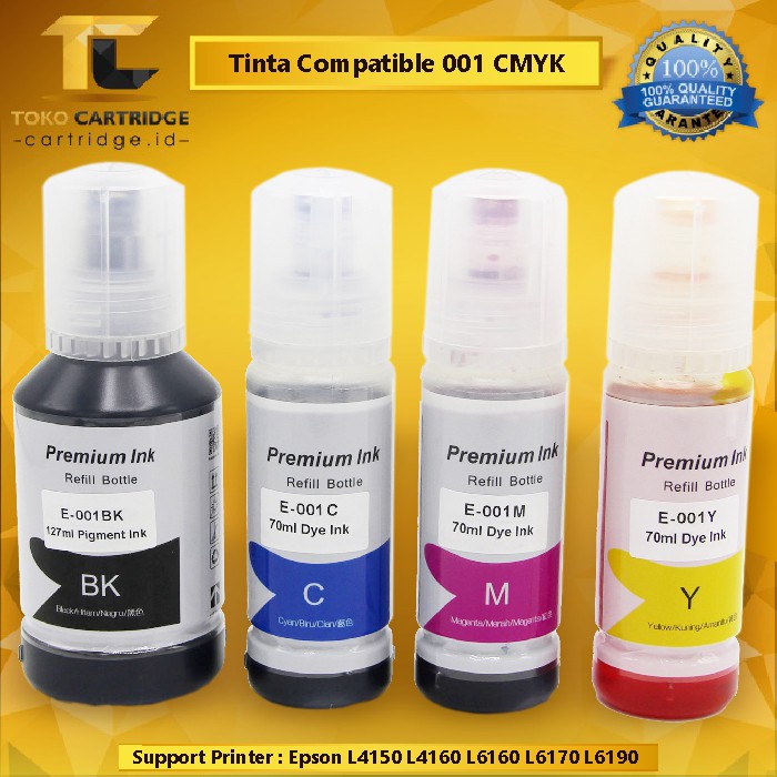 Tinta Refill Compatible 001 Dye Ink Yellow 70ml C13T03Y400 L4150 L4160 L6160 L6170 L6190