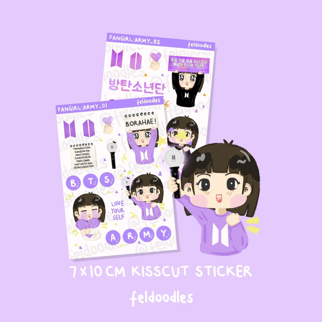 

FELDOODLES BANGTAN ARMY FANGIRL MINI STICKER