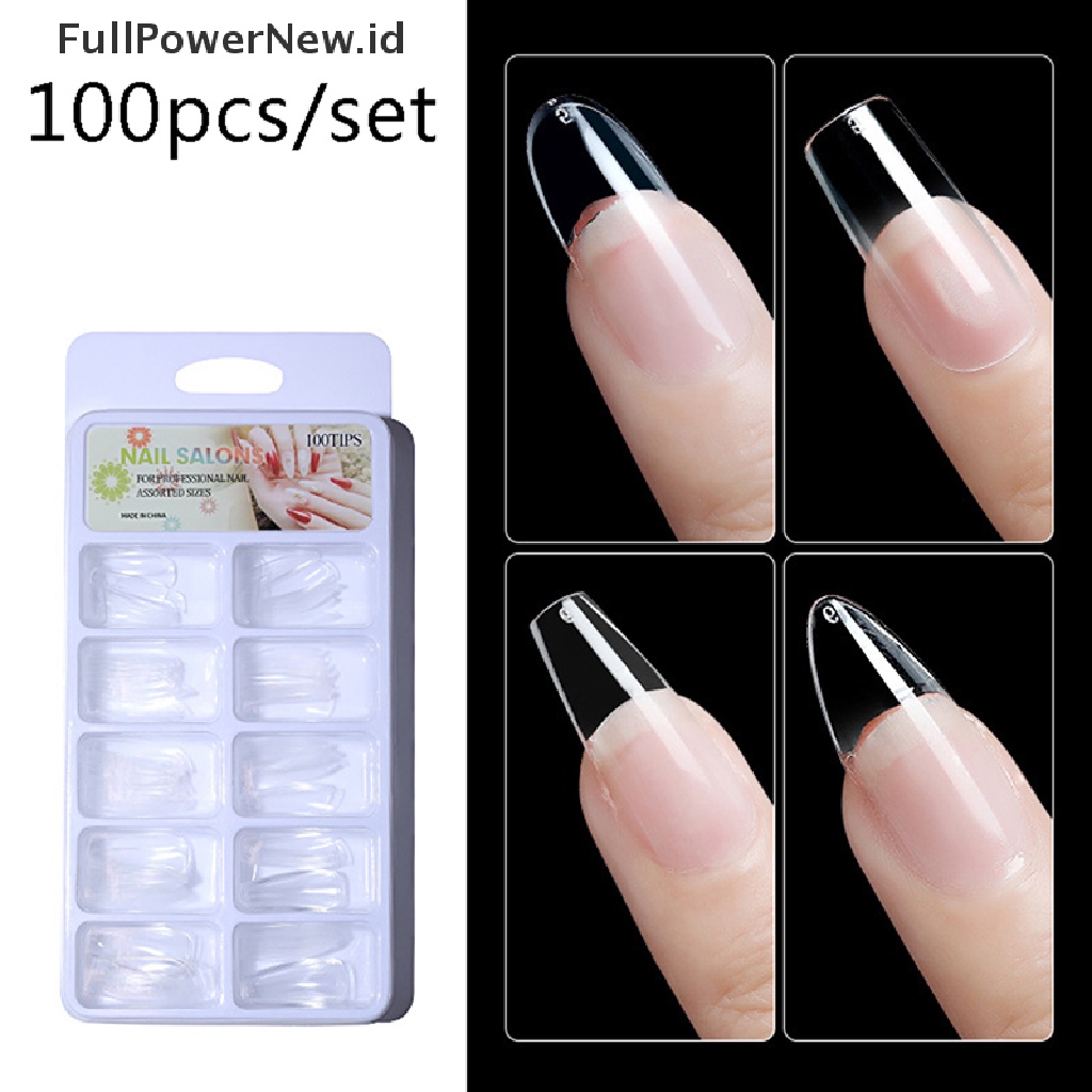 (Full) 1 Kotak Kuku Palsu Transparan Untuk Nail Art / Manicure