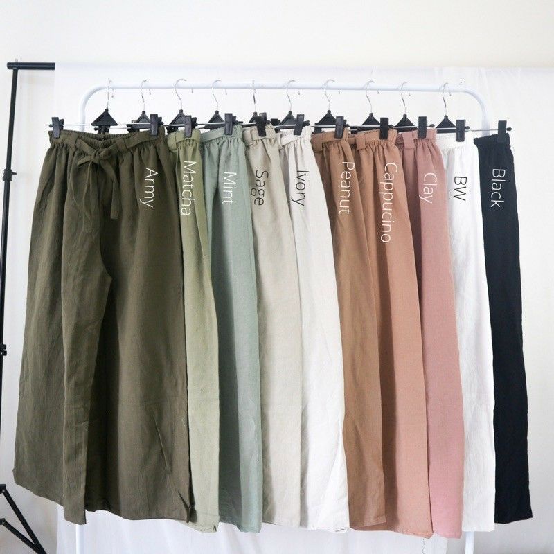 celana perempuan. model kulot. bahan katun rami/linen. big size.