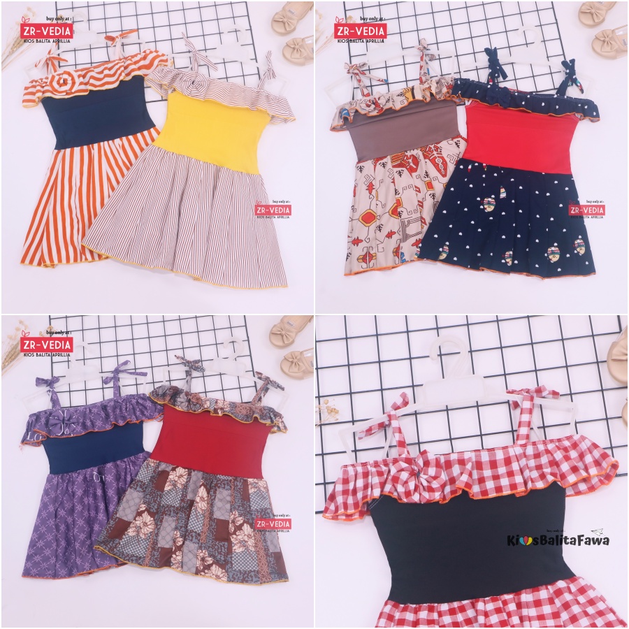 Dress Moza uk Bayi 3-12 Bulan / Baju Dres Anak Perempuan Gaun Import Kensi Tanktop Cewek Adem Murah