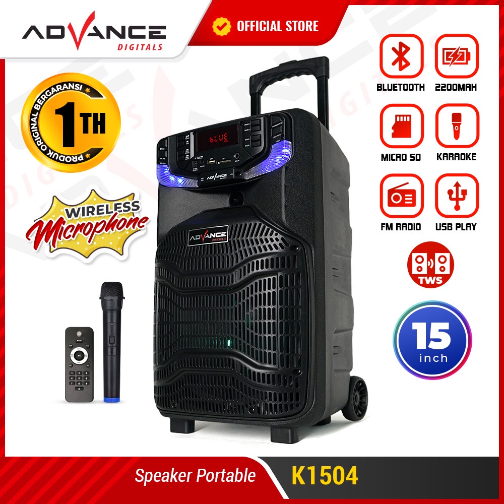 Advance Digitals K1504 Speaker Meeting Bluetooth Salon Aktif 15 inch Gratis 1 Mic Karoke