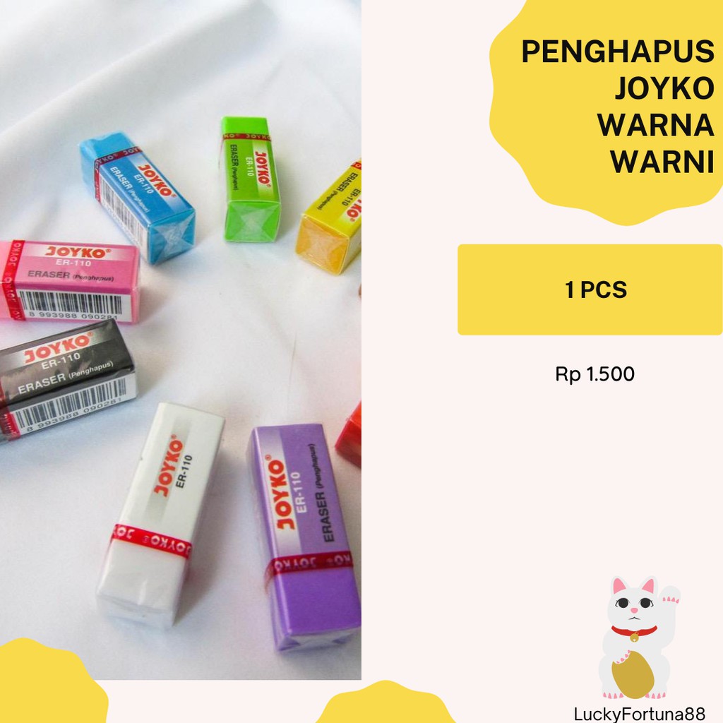 

[LuckyFortuna88] Joyko Penghapus Eraser ER-110 Full Colour Lucu Unik Termurah Penghapus Ujian Penghapus pencil 2b Eraser Pencil 2b Jakarta Ready Cod