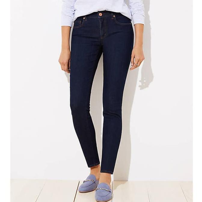 New CA Celana Panjang Wanita Branded - LOFT Curvy Skinny Jeans DarkNavy - DarkNavy, 25 STOK TERBATAS