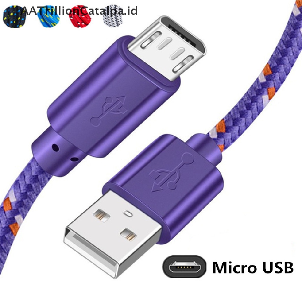 HUAWEI Aatrillioncatalpa Kabel Data Charger Micro USB 2m Bahan Nilon Braided Untuk Huaweixiaomi Xiaomi