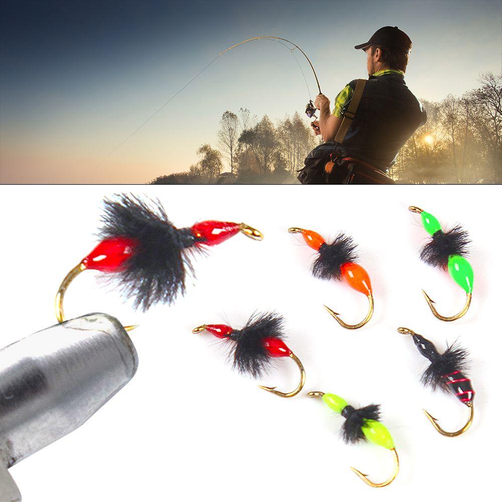 Preva 5pcs Umpan Bionic Isi14# Fishhooks Umpan Simulasi Pancing Burung Unta Rambut Ant Fly Hook