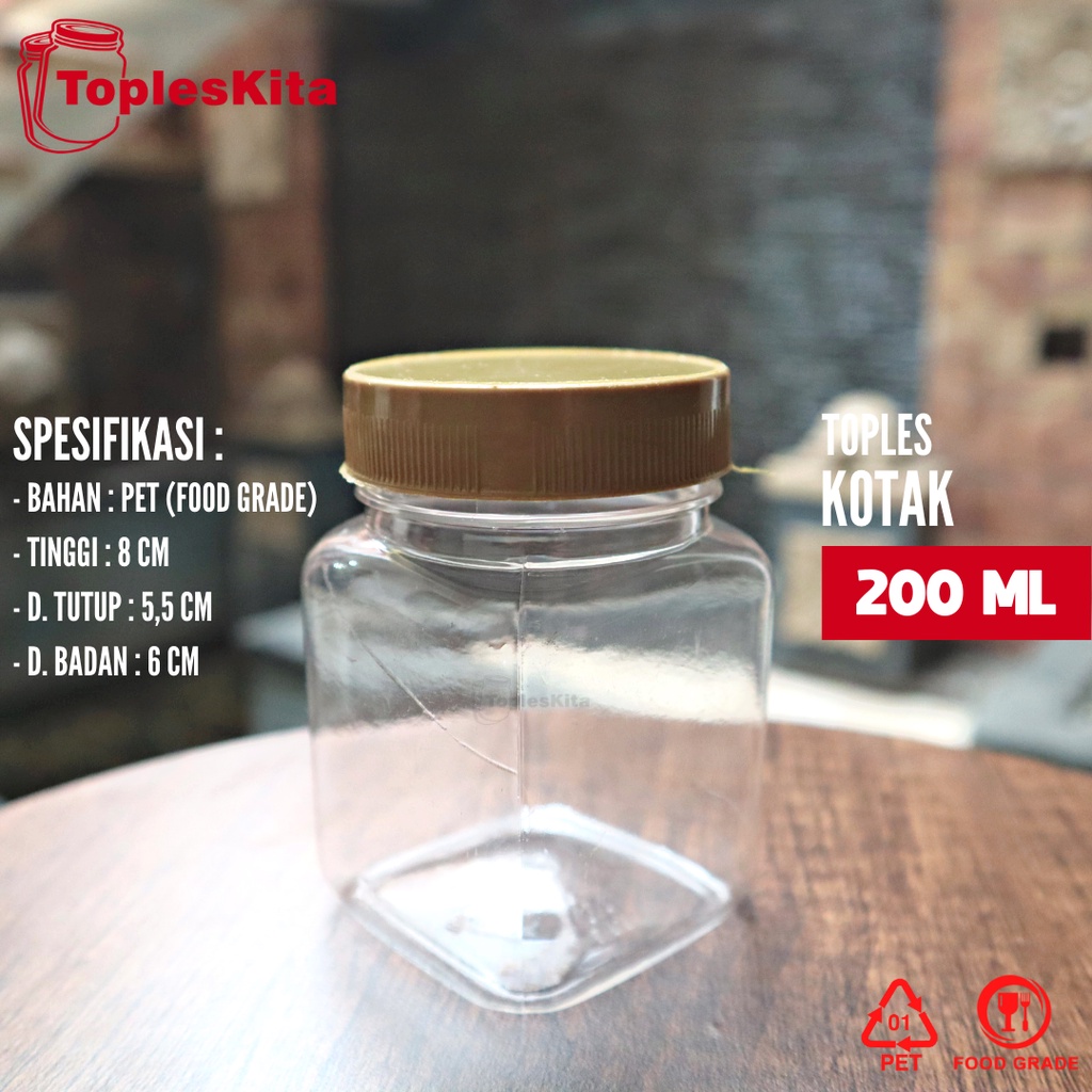 Toples Plastik Sambal Kotak 200ml / Toples Plastik Kotak 200ml