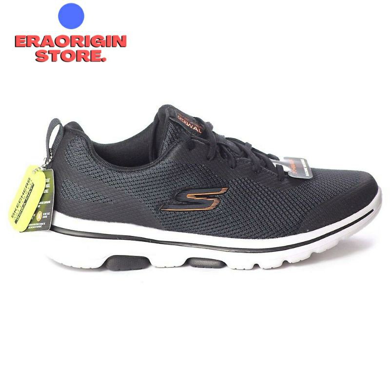 Sneakers Skechers Pria Go Walk 5 Squall Black Orange Original