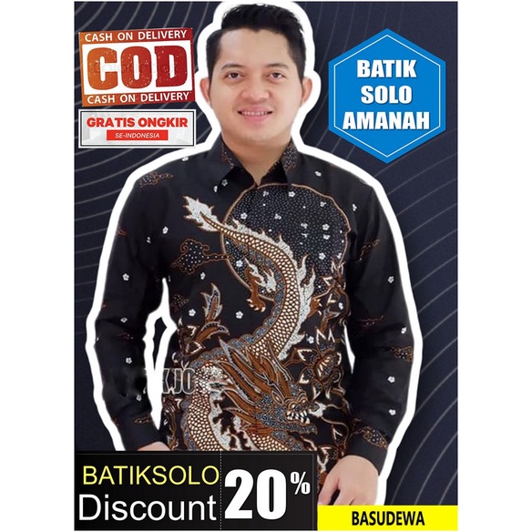 BASUDEWA KEMEJA BATIK SOLO PRIA LENGAN PANJANG FULL FURING ATASAN BAJU PREMIUM MODERN BATIK INDONESI
