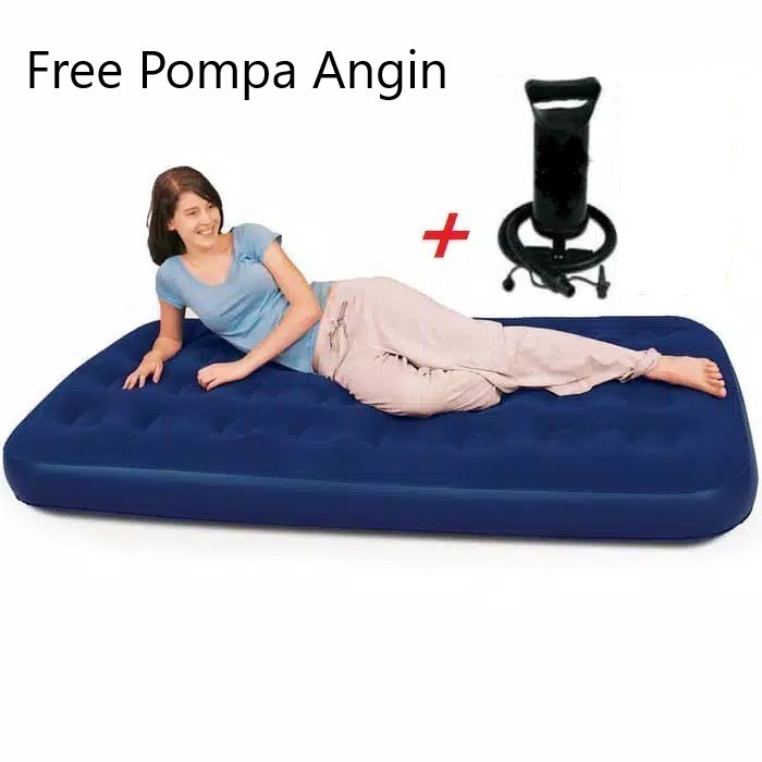 Kasur Angin Single + POMPA portable lipat air bed matras tidur rumah