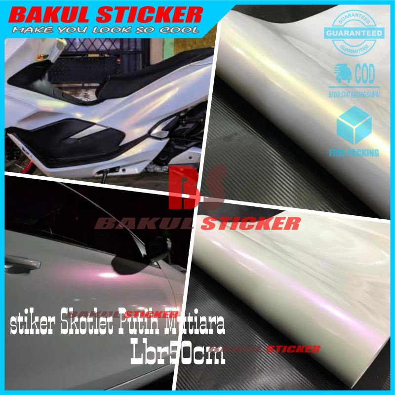 Stiker Skotlet Putih Lembayung Sekotlet Putih Mutiara Skotlet Bunglon Stiker Motor Putih Glossy Skot