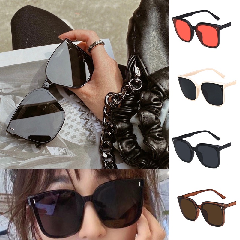 K2 Kacamata Gaya Perempuan Sunglasses Wanita Cewek Lensa Kotak Besar Hitam Square Korean Harajuku Japanese Style