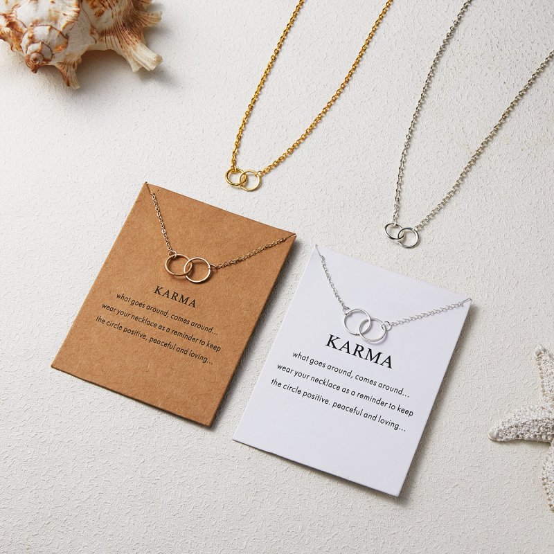 Kalung Rantai Dengan Liontin Lingkaran Karma Untuk Wanita