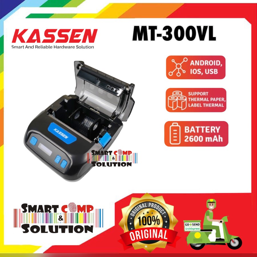 PRINTER LABEL THERMAL 80mm KASSEN MT-300VL USB BLUETOOTH LABEL ALAMAT PORTABLE