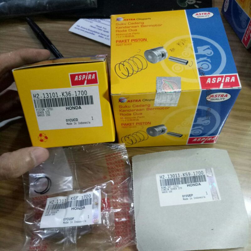 PISTON KIT VARIO 150 PISTON RING SET VARIO 150 ASLI ORIGINAL ASPIRA SIZE STANDART 50 100