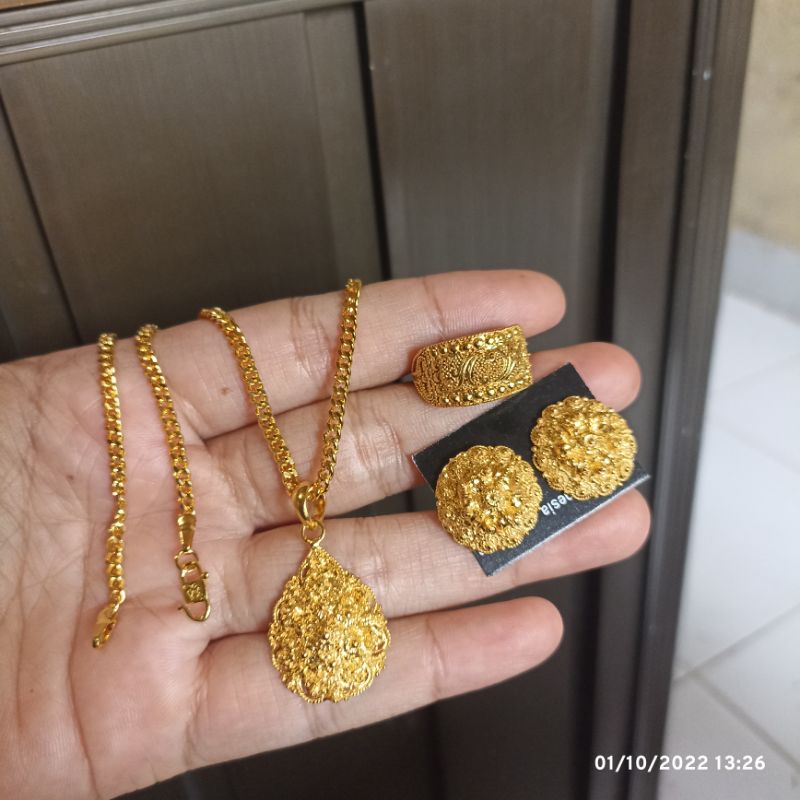 set perhiasan bali alpaka lapis emas