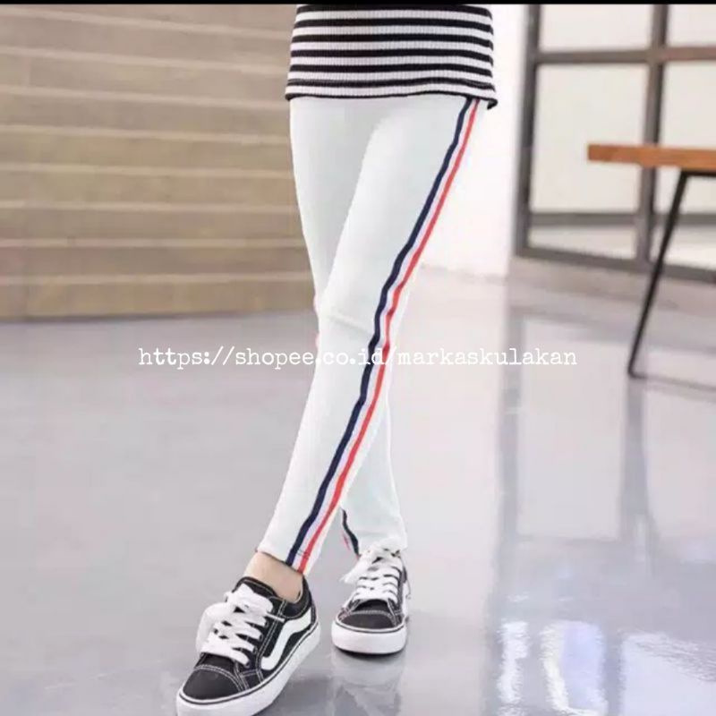 Legging Anak Strip usia 8 - 13 tahun / legging anak Perempuan