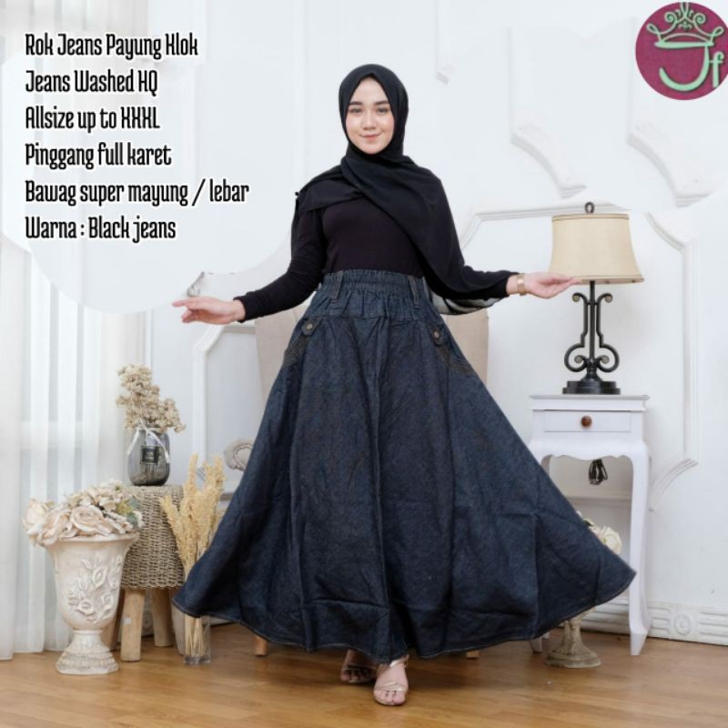 Alisa skirt (rok jeans LEBAR/KLOK/PAYUNG) //JF852