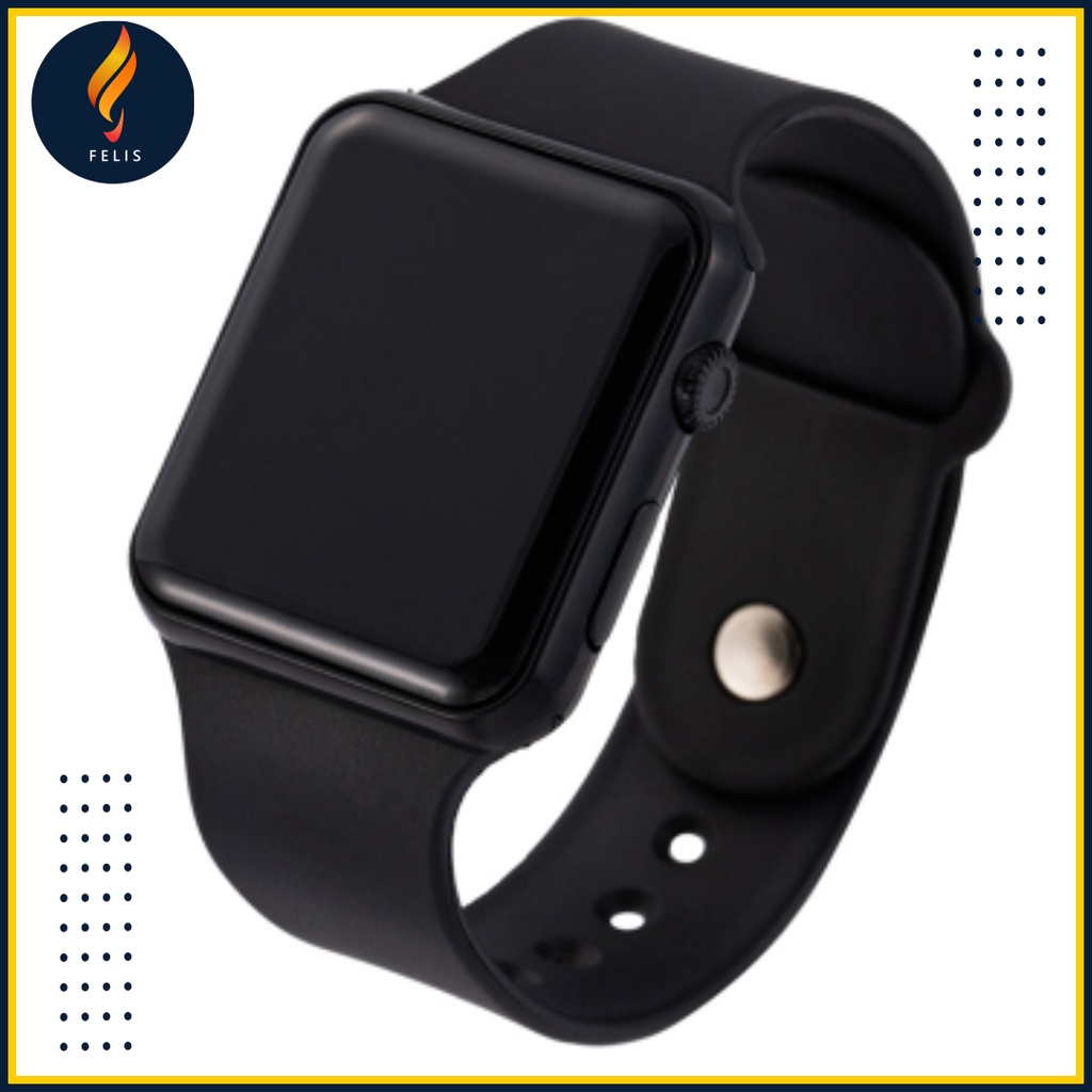 JAM Tangan Pria Wanita Digital Anti Air Trend Terbaru 2021 Jam Tangan Cewek Casual Main Kecil Elegan Murah F020-Full Hitam