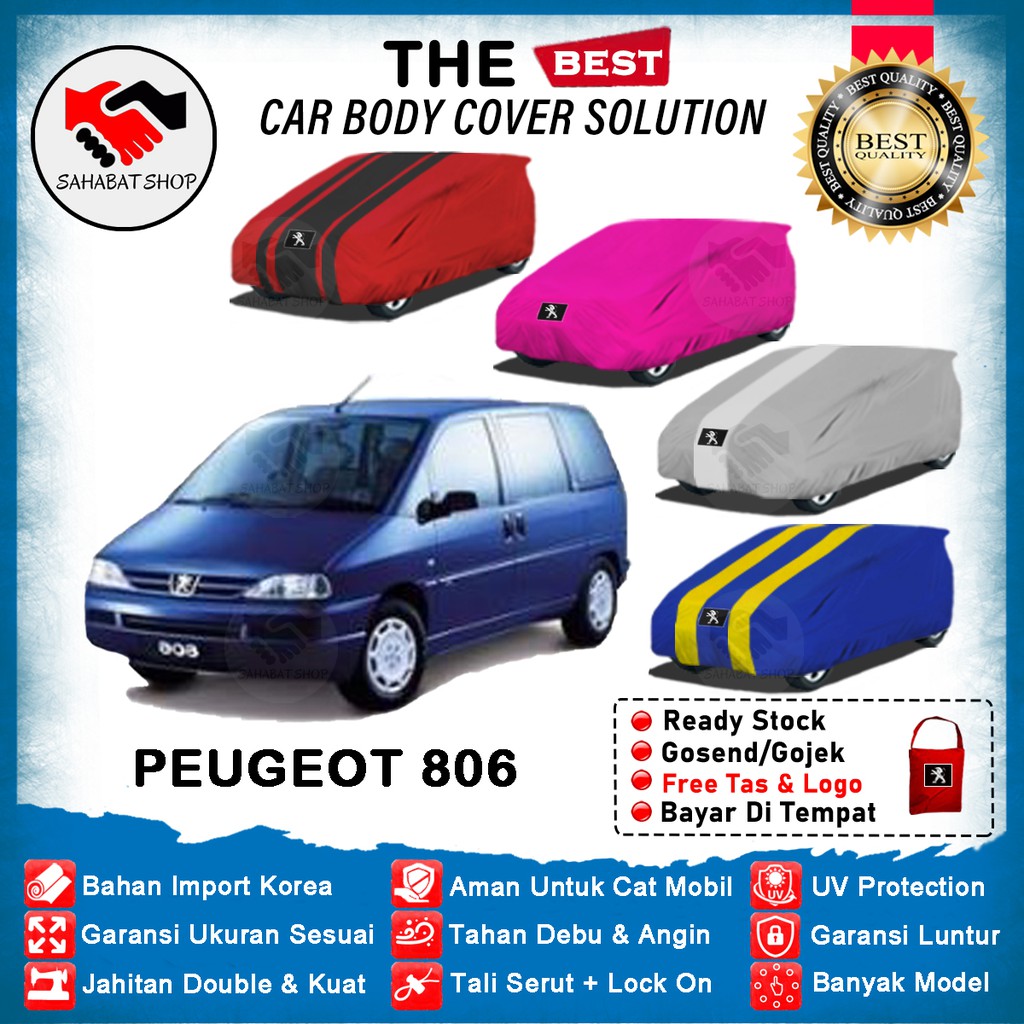 Sahabat Body Cover Mobil Peugeot 806 / Sarung Pelindung Peugeot 806 Outdoor 1994 1995 1996 1997 1998 1999 2000 2001 2002 / Selimut Mantel Tutup Pelindung Kerudung Jas Kerodong Mantol Terpal Pembungkus Mobil Peugeot 806 Waterproof Anti Air Model Biru