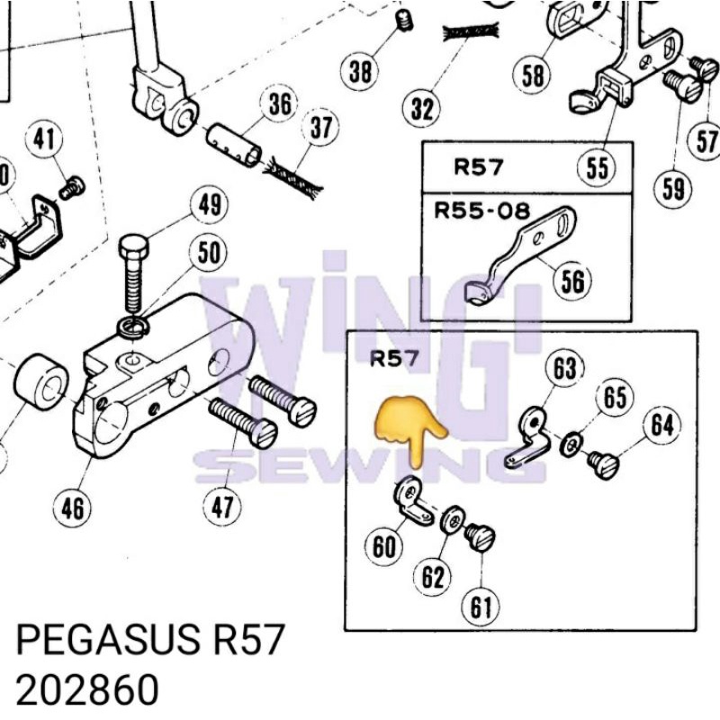 No 202860 PEGASUS R57 Jalur Benang Mesin Jahit Obras Industri