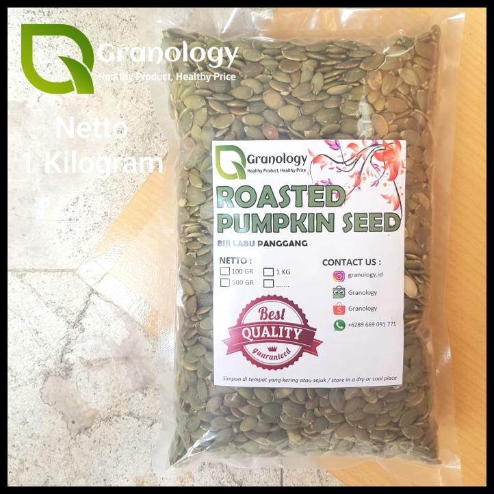 

DISKON TERBATAS !!! BIJI LABU OVEN / ROASTED PUMPKIN SEED (1 KILOGRAM) BY GRANOLOGY TERLARIS