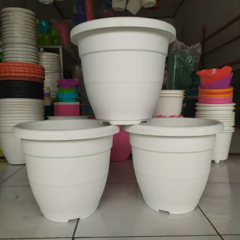 POT BUNGA UNIVERASAL BESAR/JUMBO UKURAN 35, 40, 50/POT BUNGA PUTIH