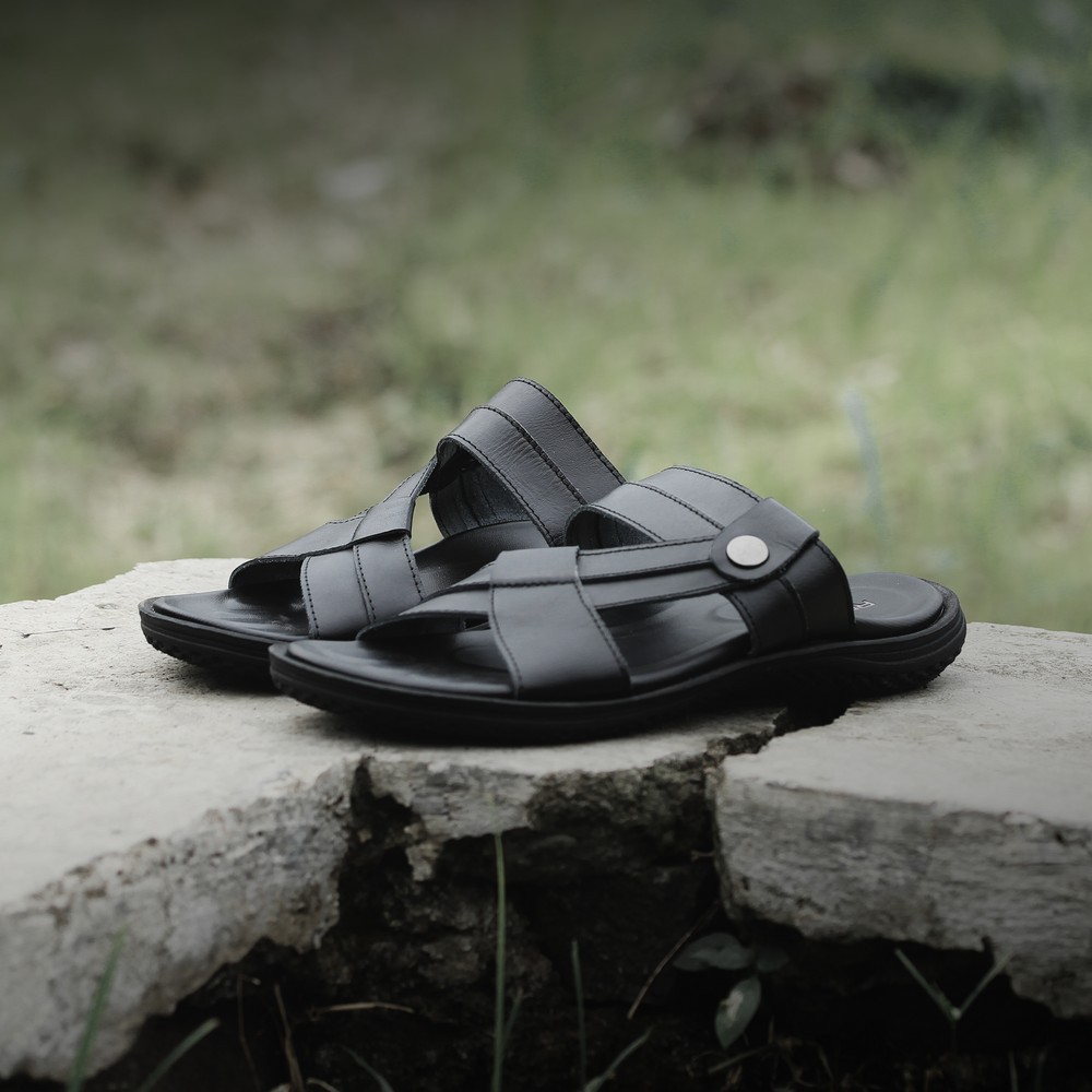 Sandal Pria Kulit Asli Romenaco R016 Black