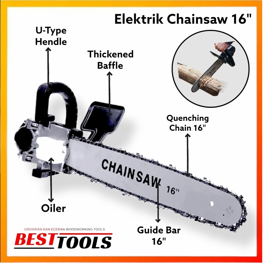 New Elektrik Chainsaw Adapter 16"/Gergaji Listrik Adaptor Mesin Gerinda