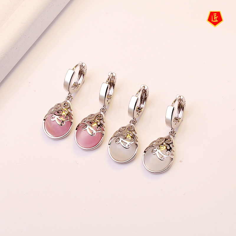 [Ready Stock]Fashion Seiko Opal Totem Silver Earrings