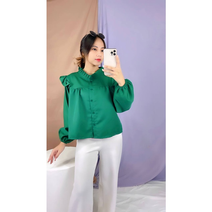 RX Fashion - Puffy Blouse Katun Poly / Rasya / Biya Blouse Polos - BN