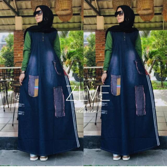 Maxy jeans wash/kintani jeans wash/gamis muslim/gamis jeans wash/terlaris&termurah