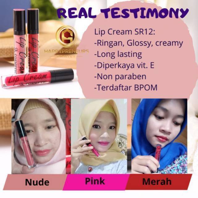 Lipstik SR12 | Lip Cream SR12 | Lip Matte Cream SR12 | Lip Mousse Cream SR12 | Kosmetik Bibir | Pelembab Bibir SR12 Skincare