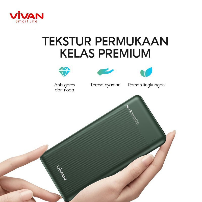 VIVAN VPB-M10 Power Bank 10000mAh Fast Charging PD QC3.0 2 Output - Garansi Resmi 1 Tahun