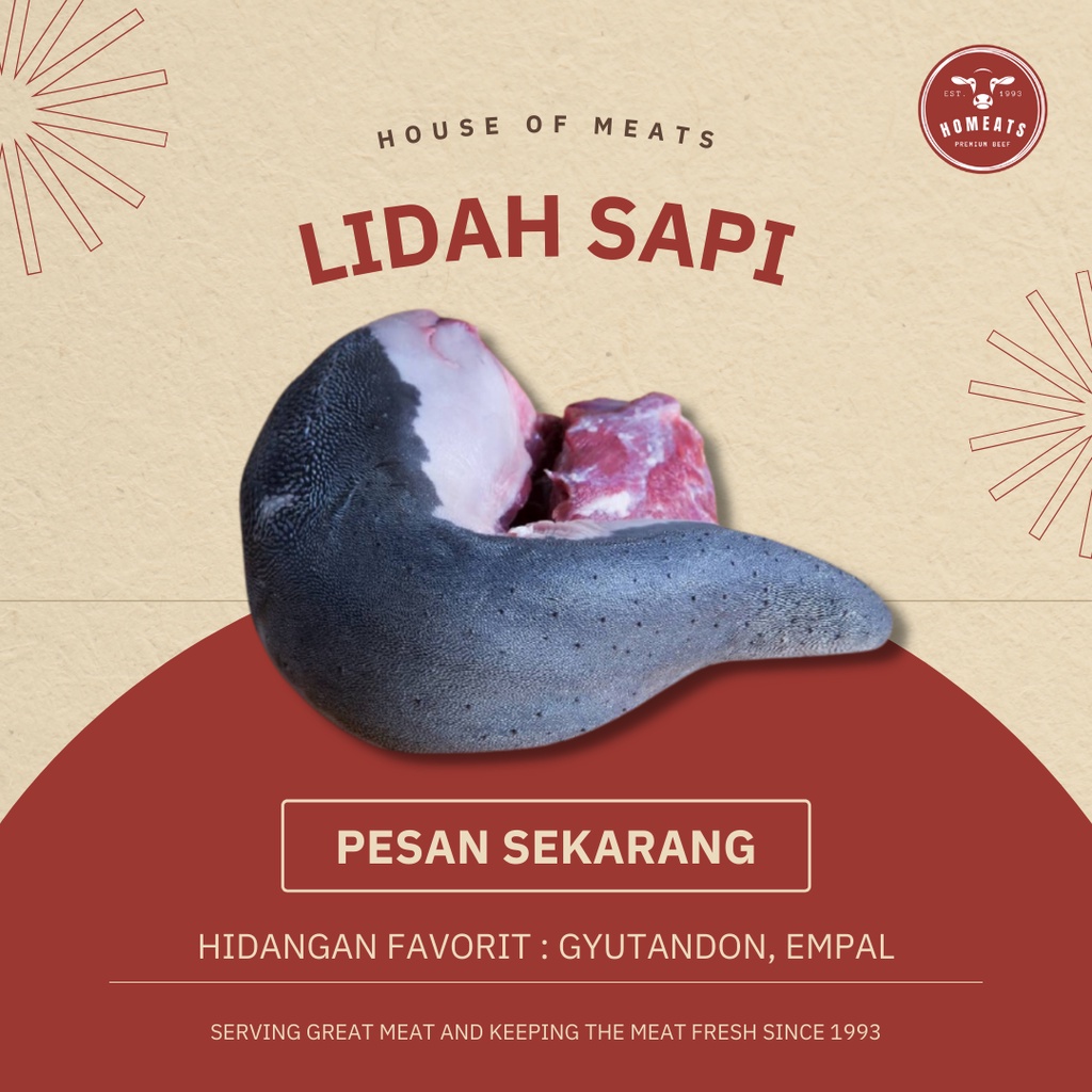 

Lidah Sapi Segar Kupas Utuh Premium Fresh Beef Tounge 1 KG